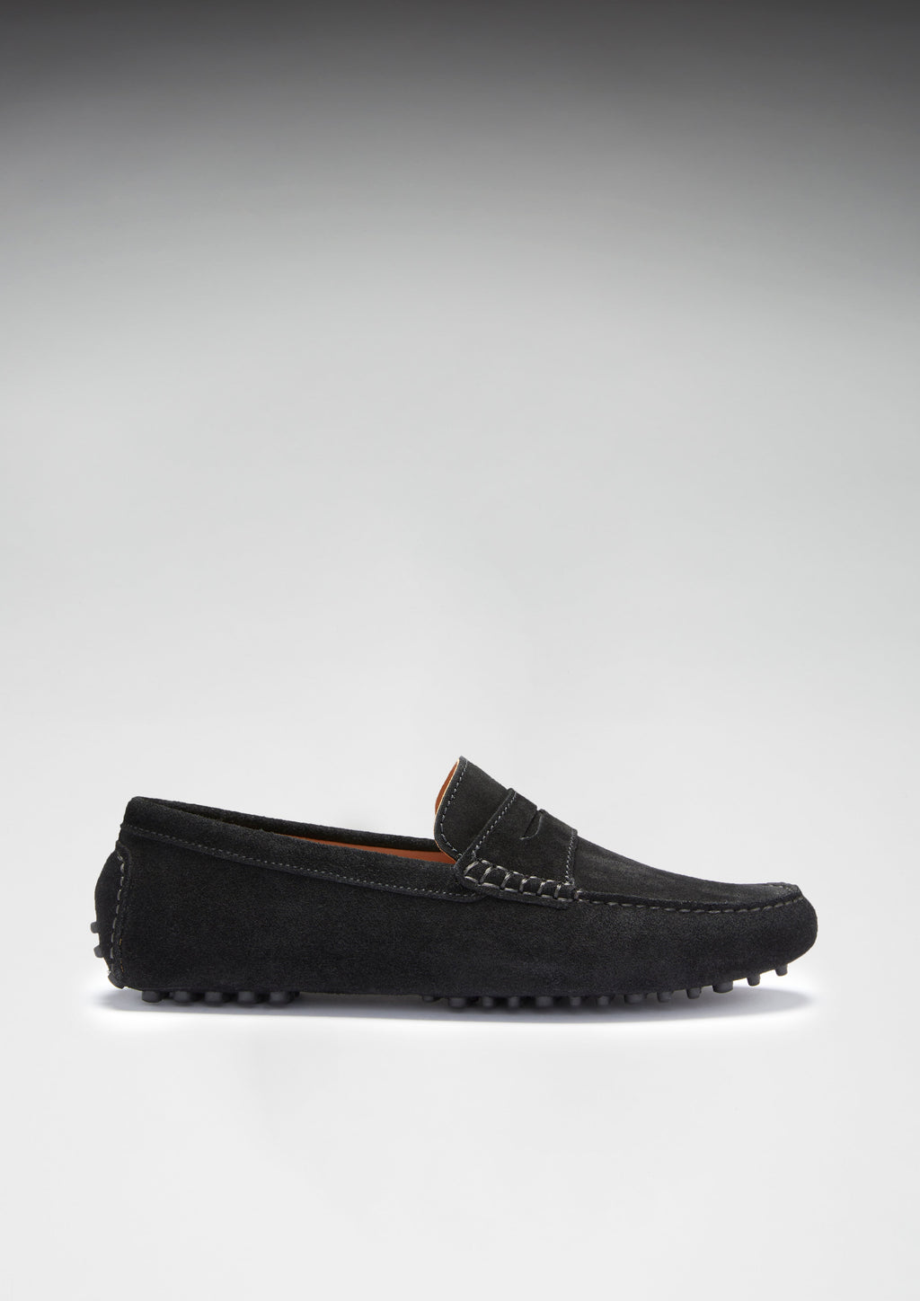Penny Black Suede Driving Loafers