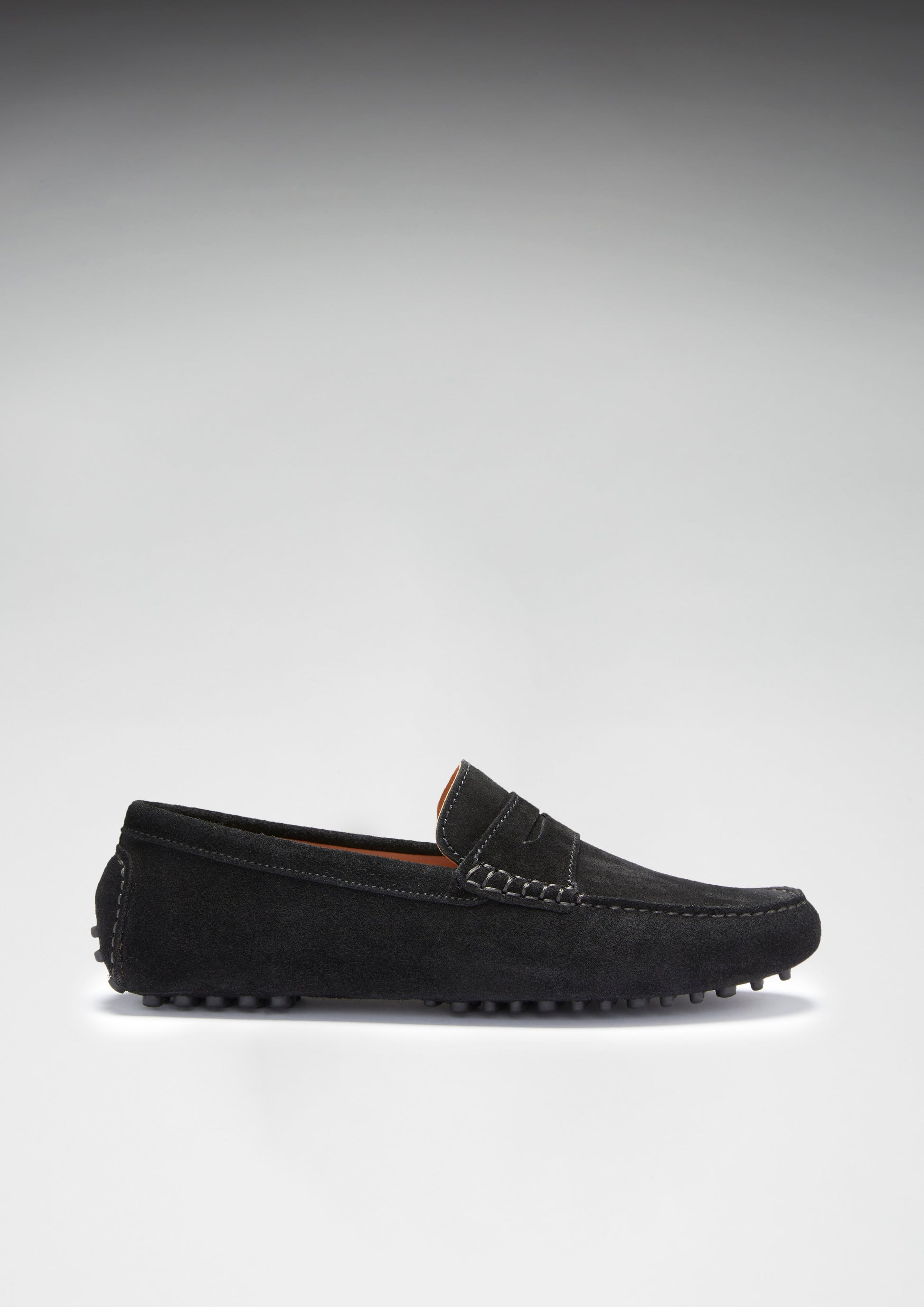 Penny Black Suede Driving Loafers