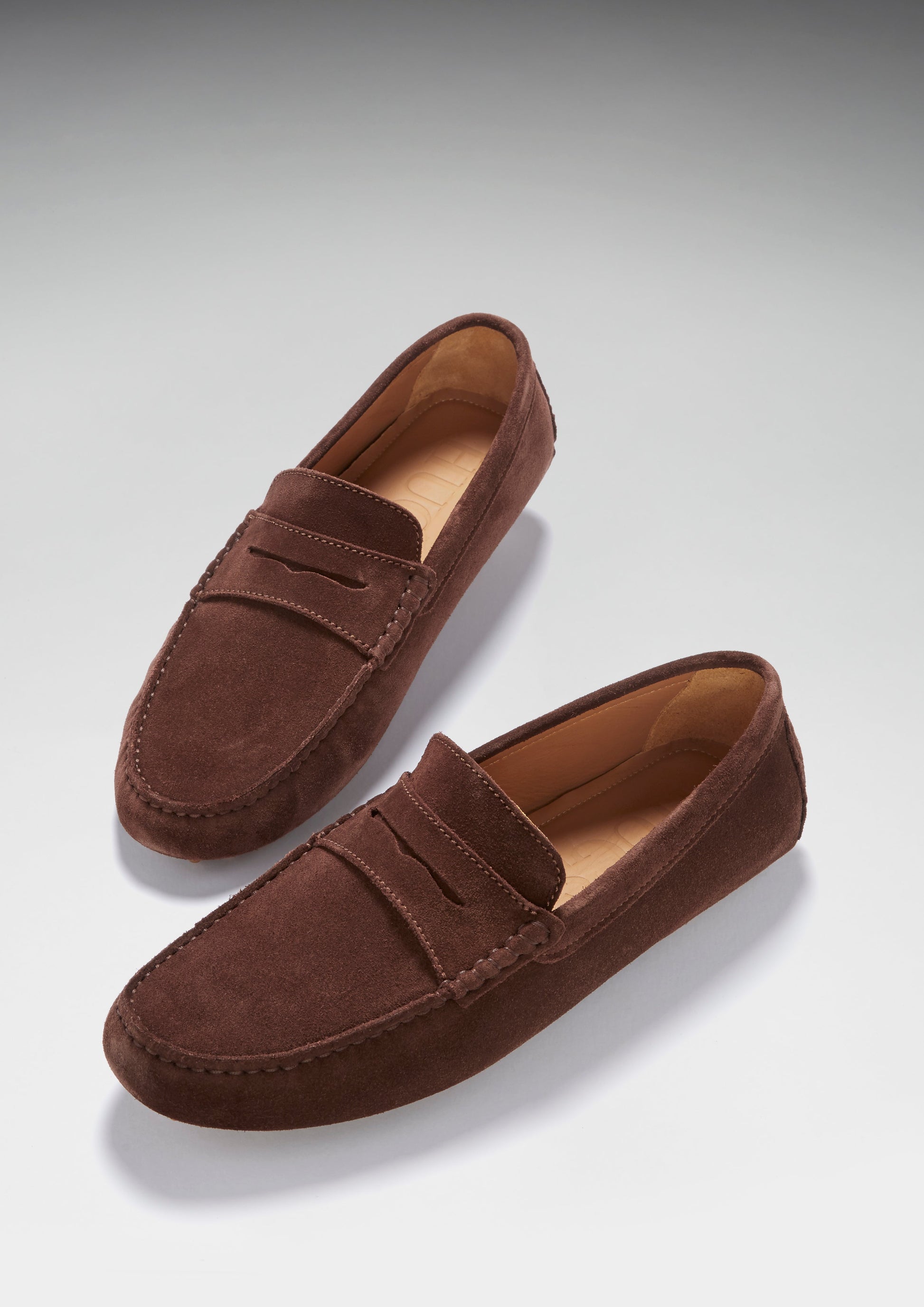 Brown Suede Penny Driving Loafers