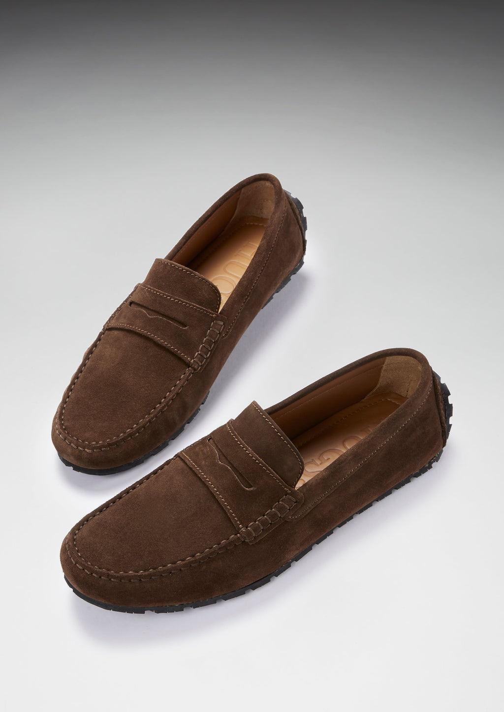 Brown Suede Penny Driving Loafers