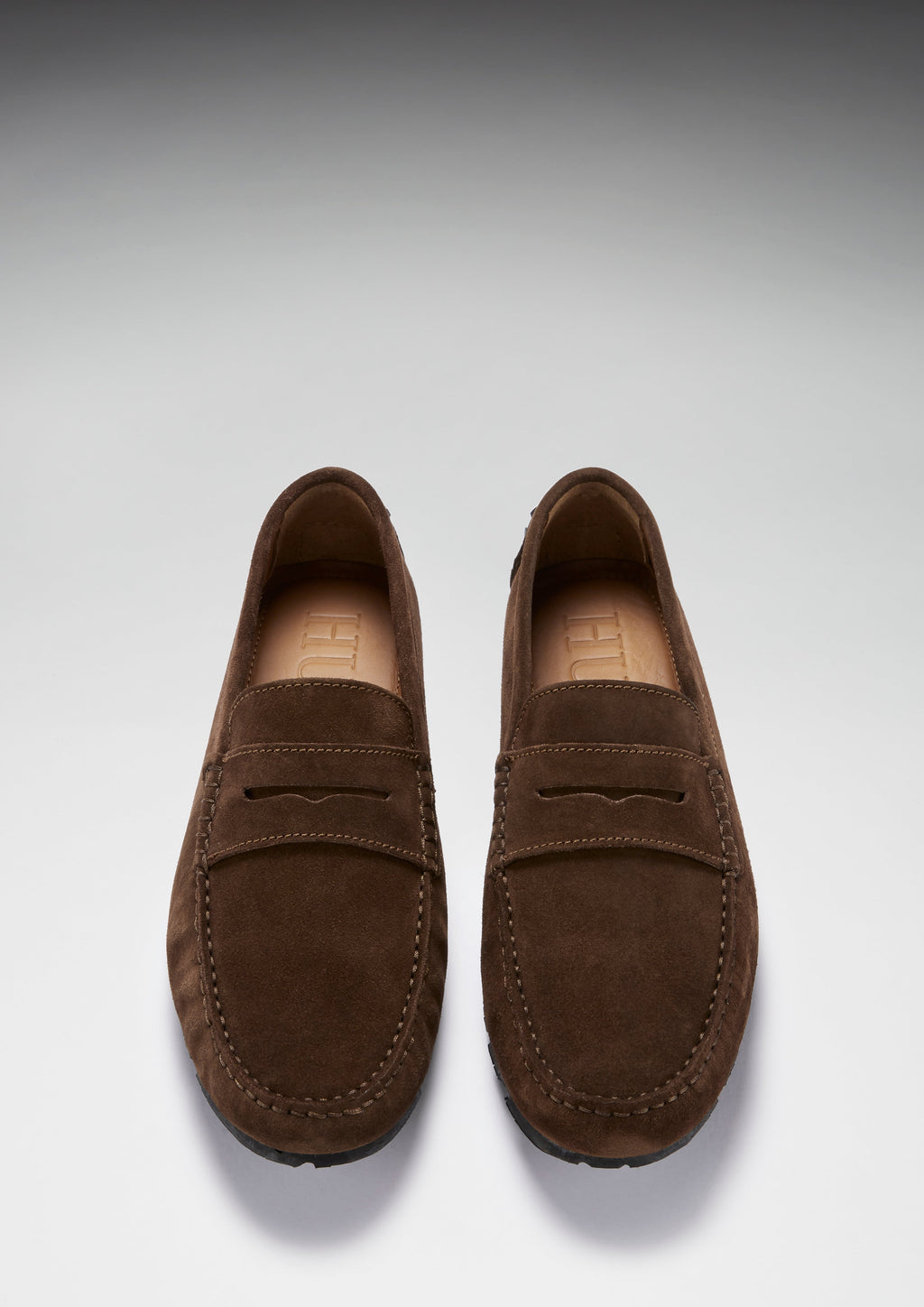 Brown Suede Penny Driving Loafers