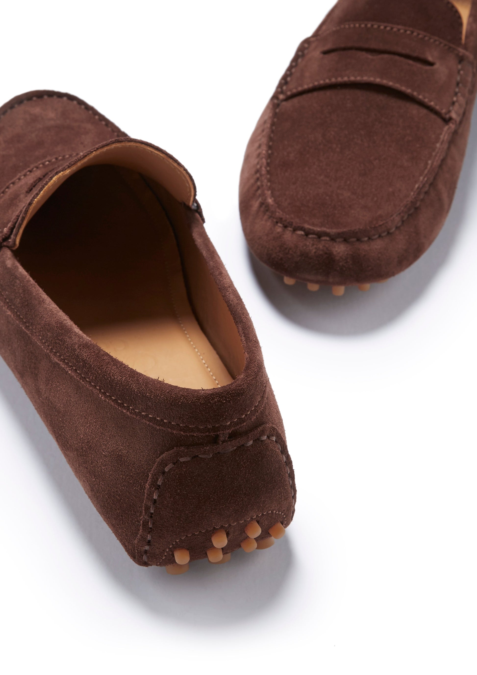 Brown Suede Penny Driving Loafers