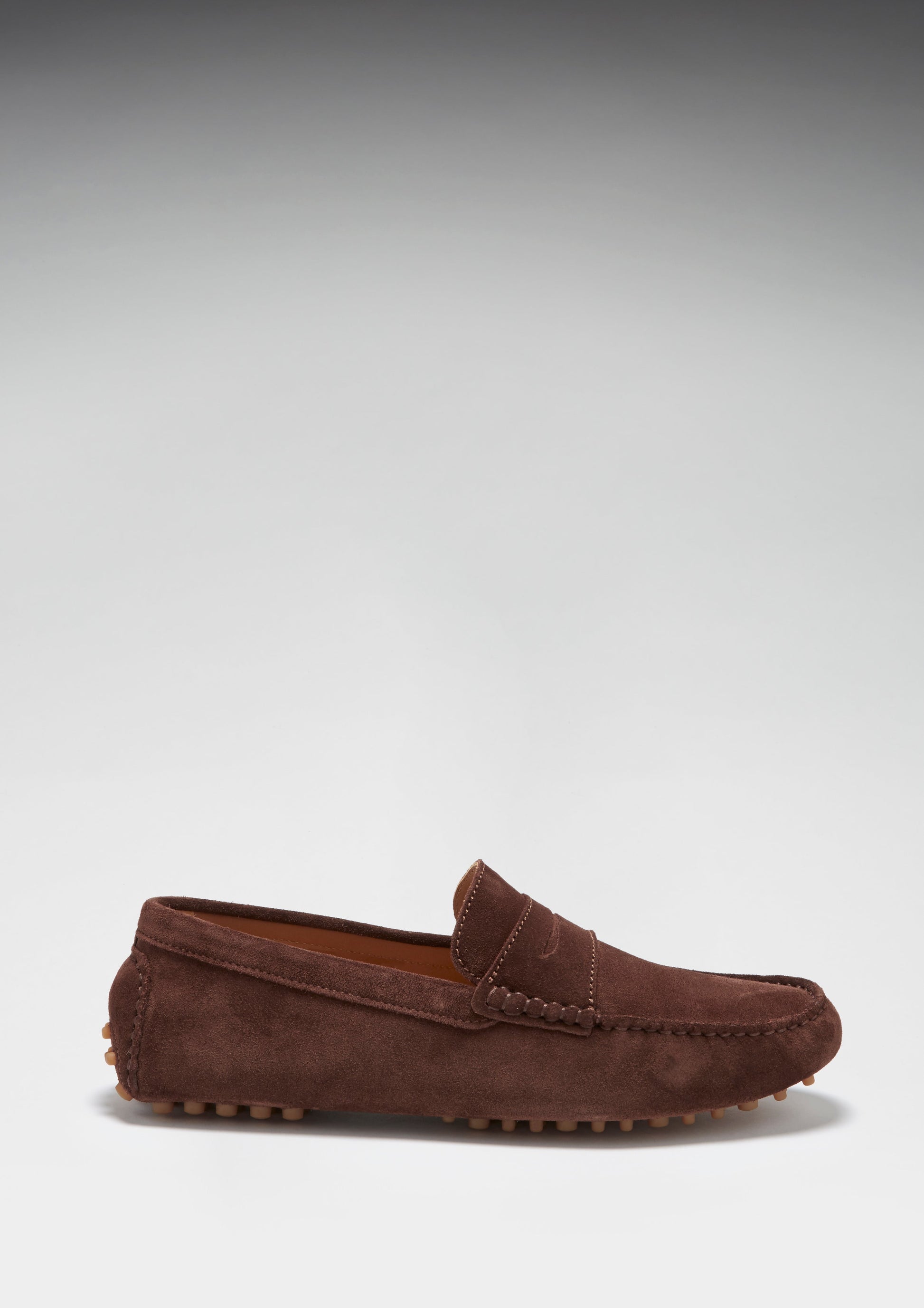 Brown Suede Penny Driving Loafers