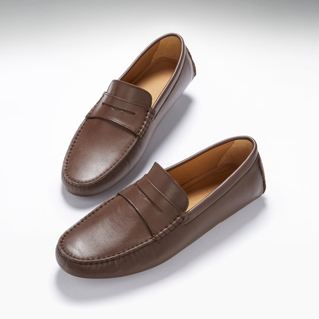 Brown Leather Driving Loafers