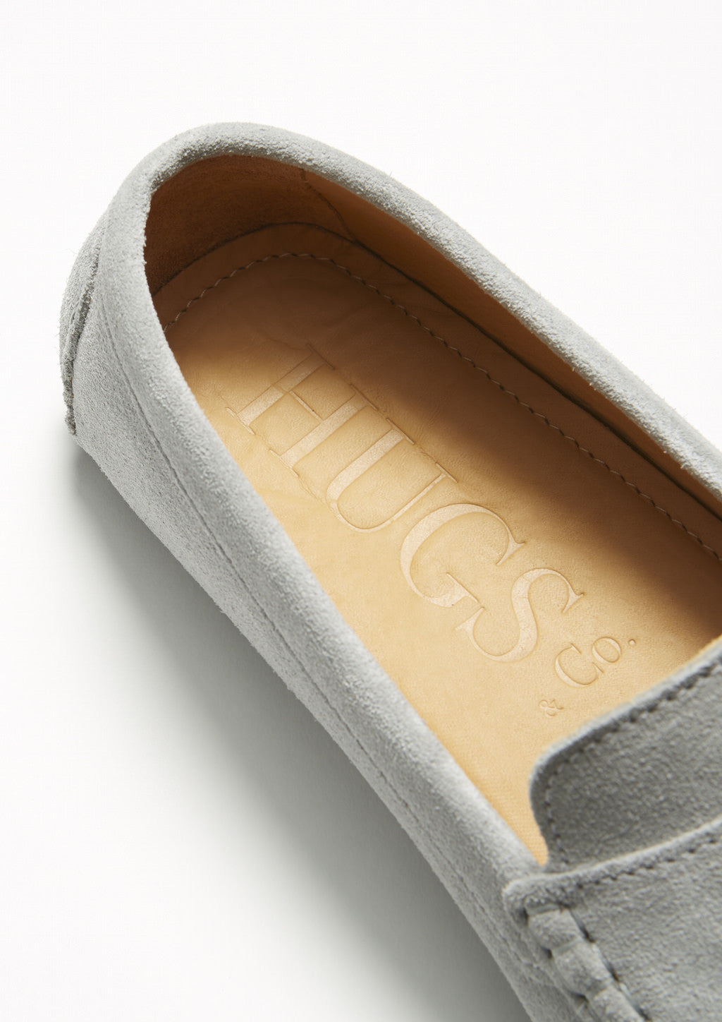 Penny Driving Loafers in Dove Grey Suede