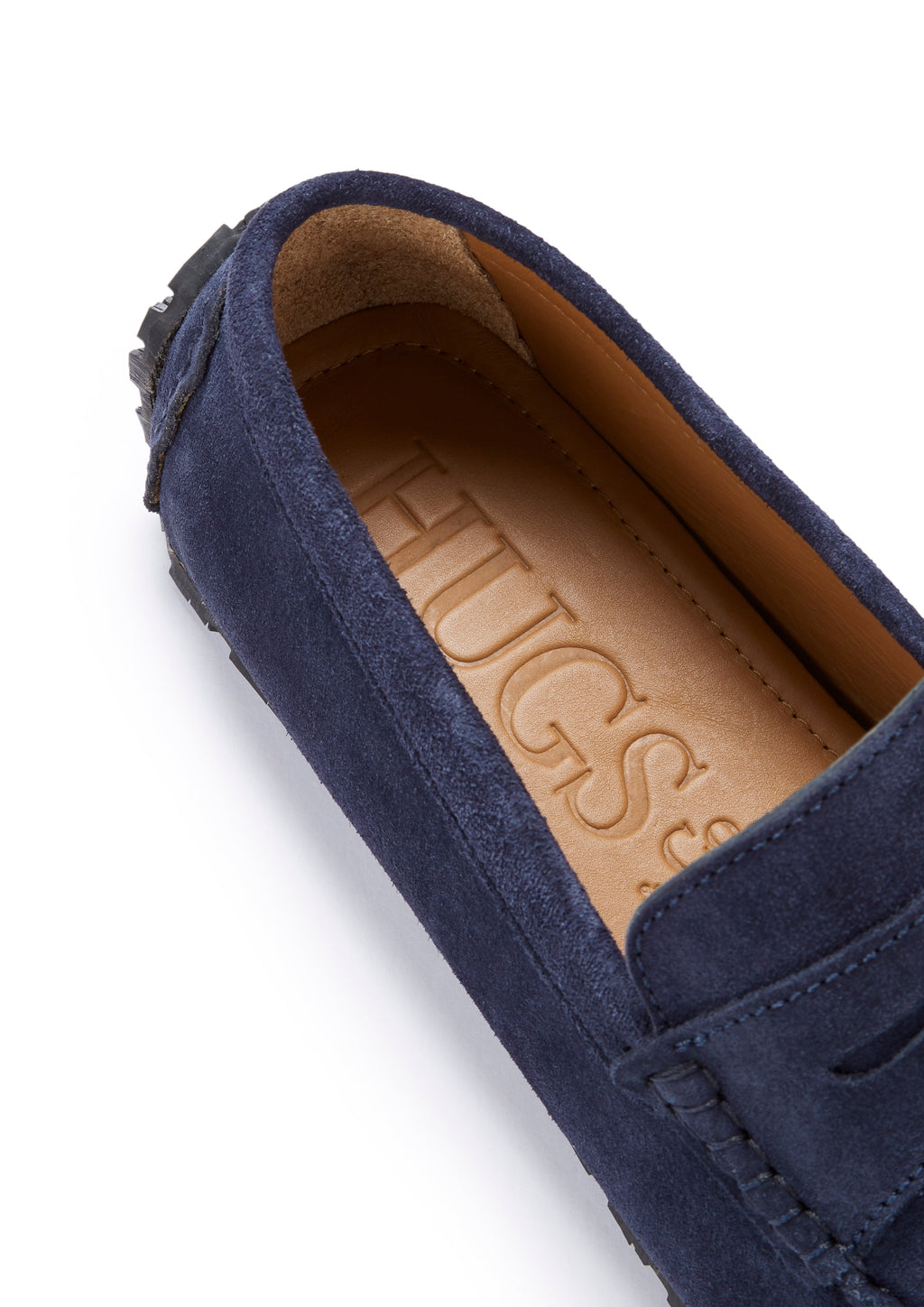 Navy Blue Suede Penny Driving Loafers