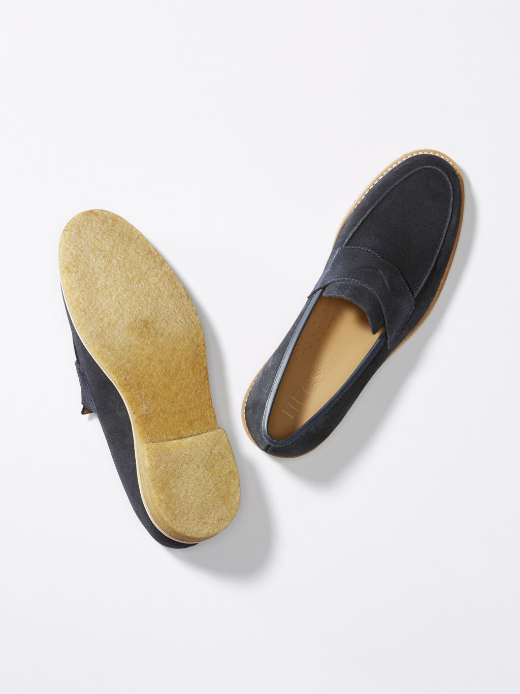Blue Suede Loafers with Crepe Rubber Sole