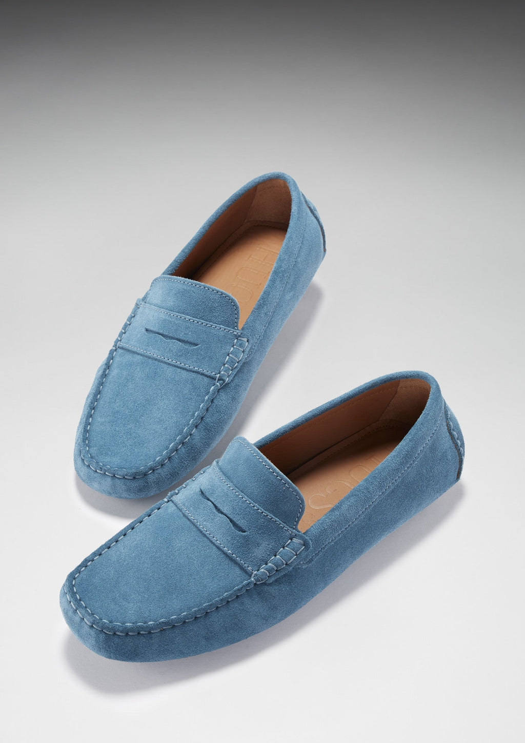 Penny Driving Loafers in Petrol Blue Suede