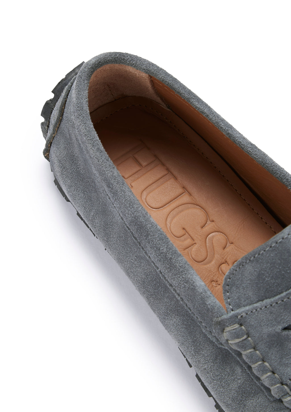 Slate Grey Suede Penny Driving Loafers