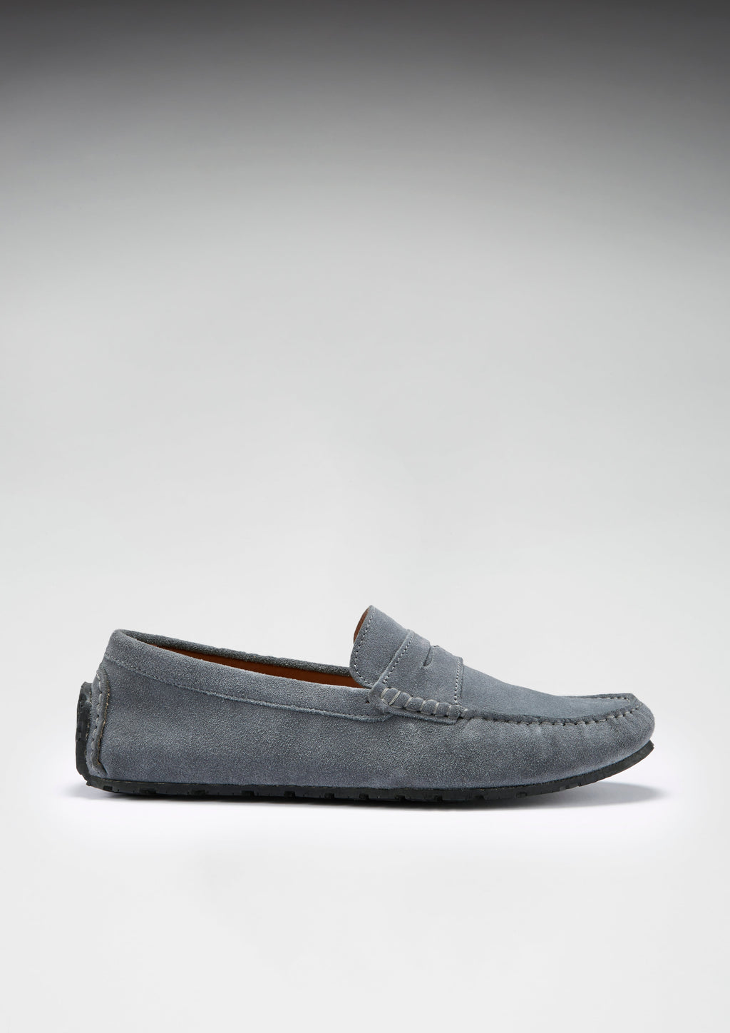 Slate Grey Suede Penny Driving Loafers