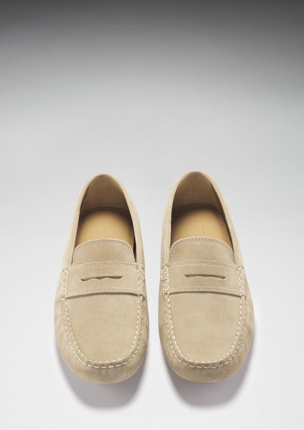 Penny Driving Loafers in Taupe Suede