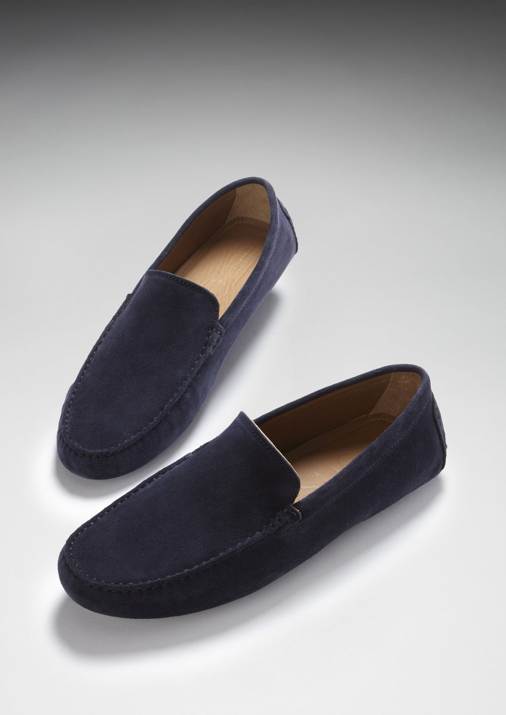Navy Blue Suede Driving Loafers