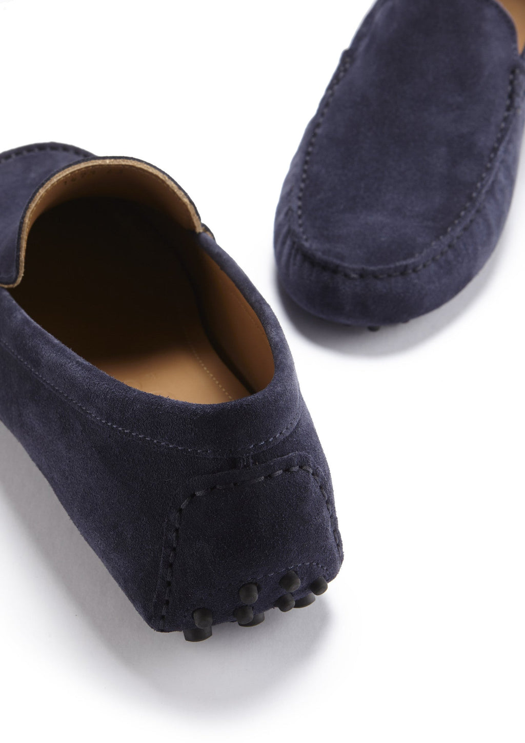 Navy Blue Suede Driving Loafers