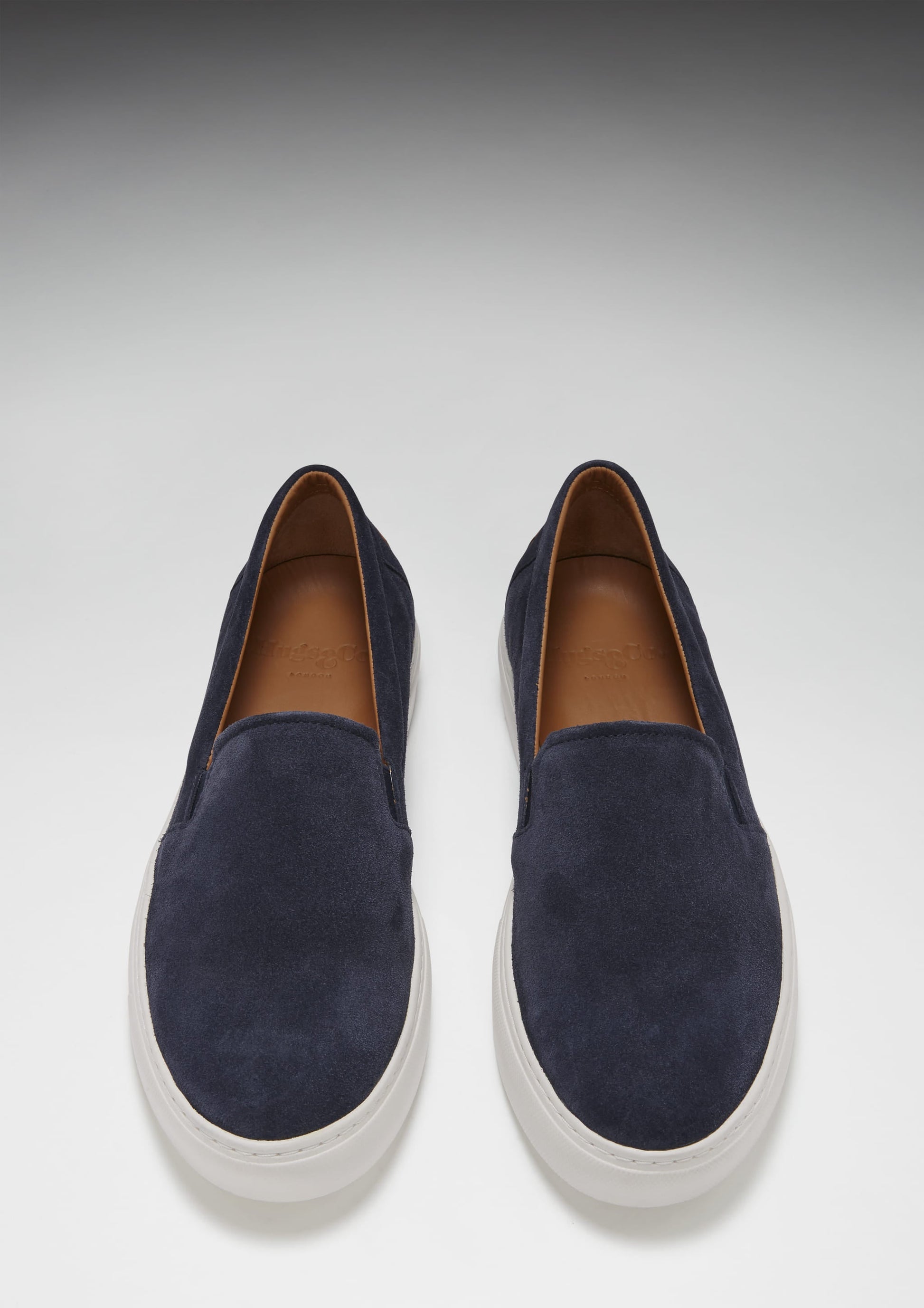 Navy Blue Suede Slip On Sneakers