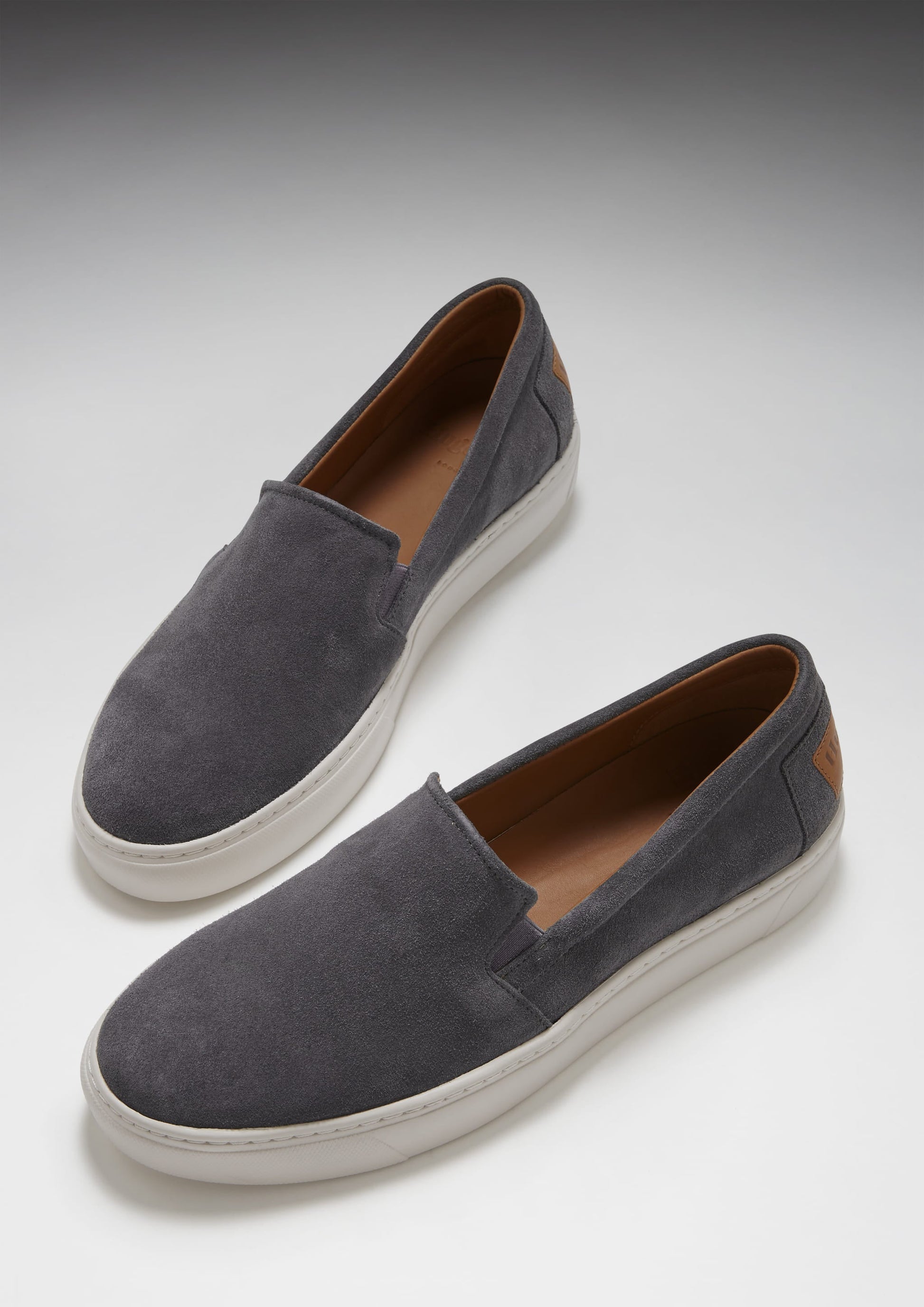 Slate Grey Suede Slip On Sneakers
