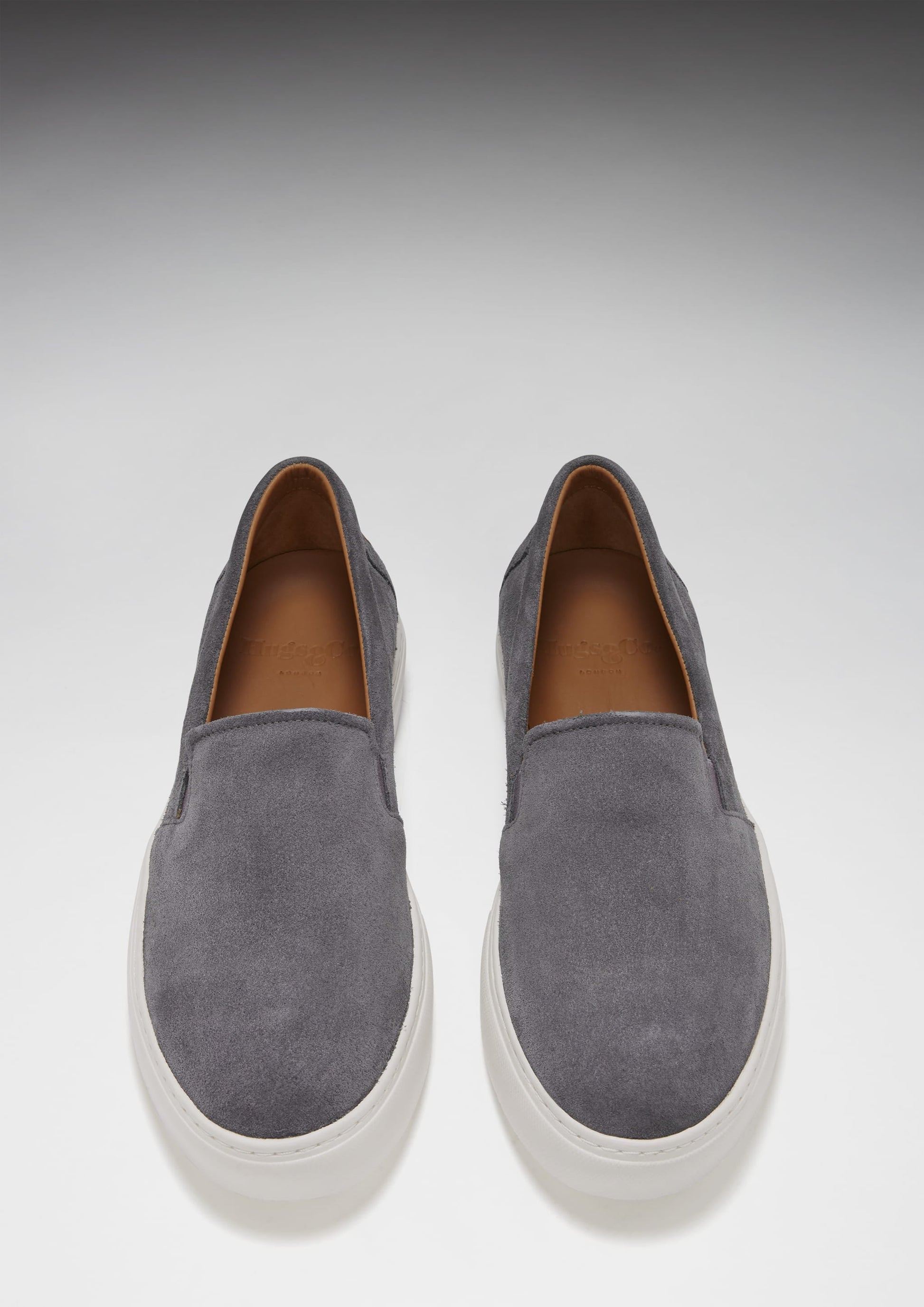 Slate Grey Suede Slip On Sneakers