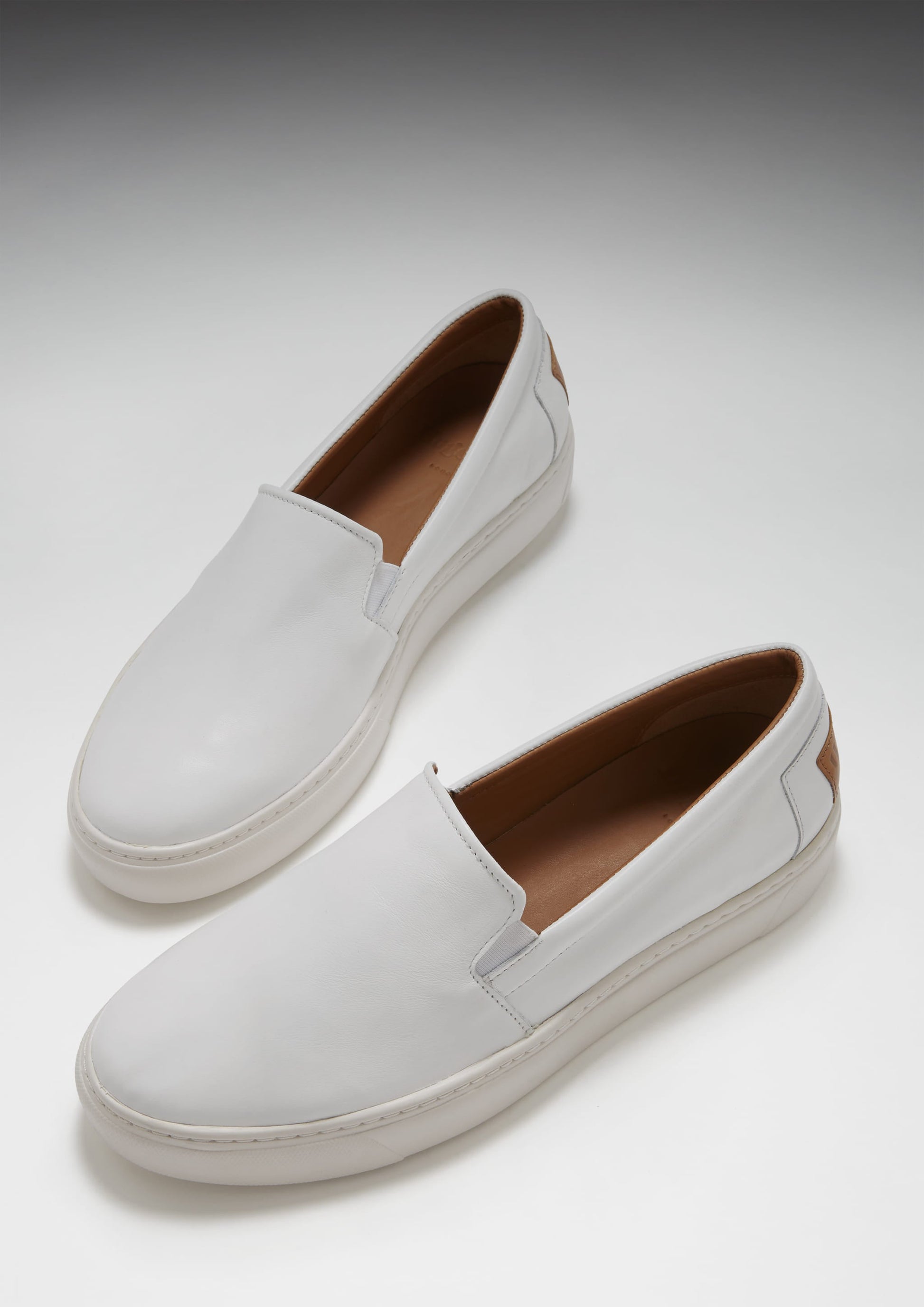White Leather Slip On Sneakers