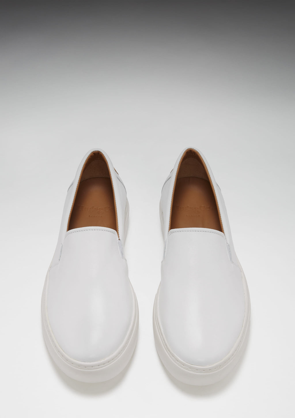 White Leather Slip On Sneakers