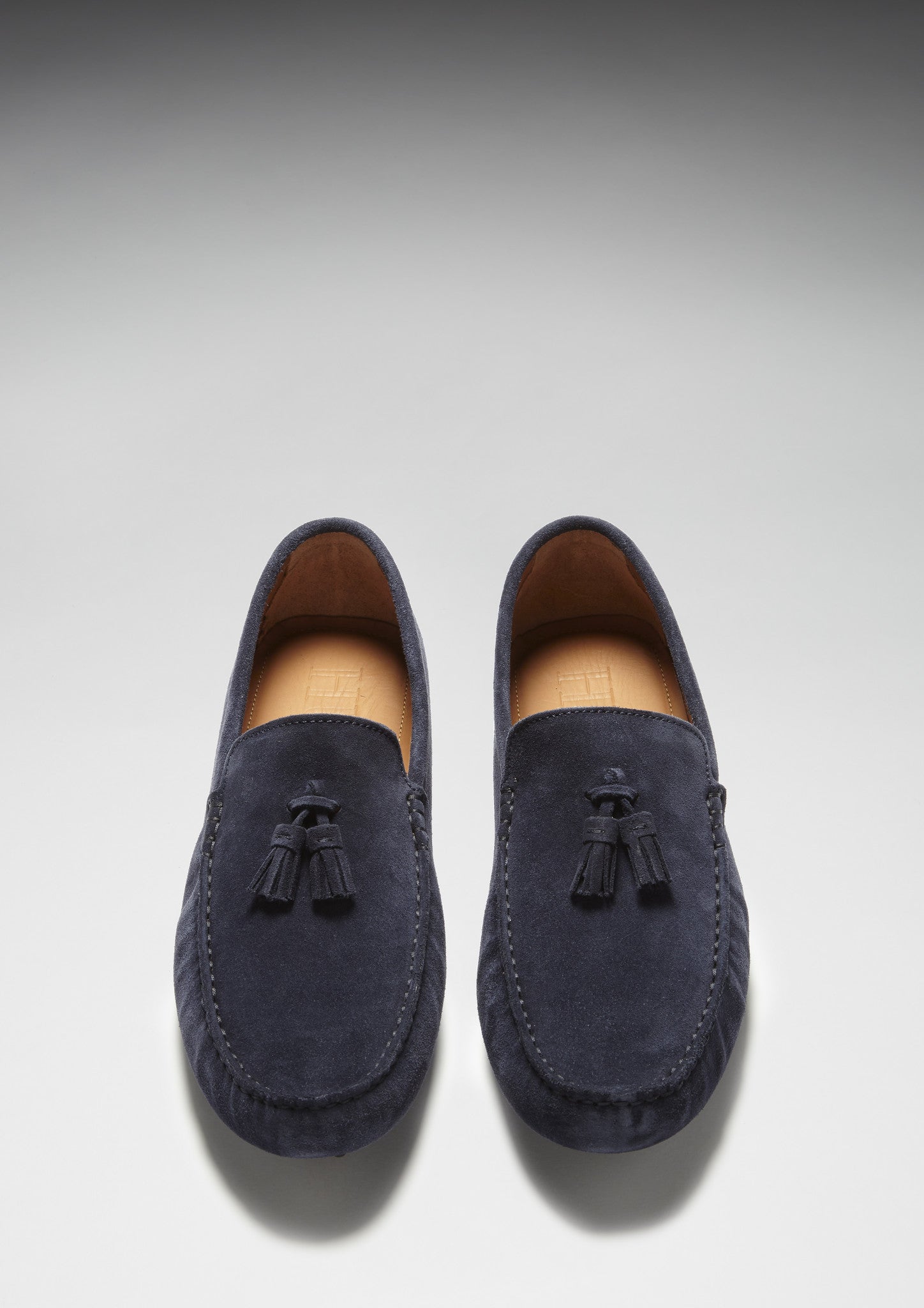 Navy Blue Suede Tasselled Driving Loafers