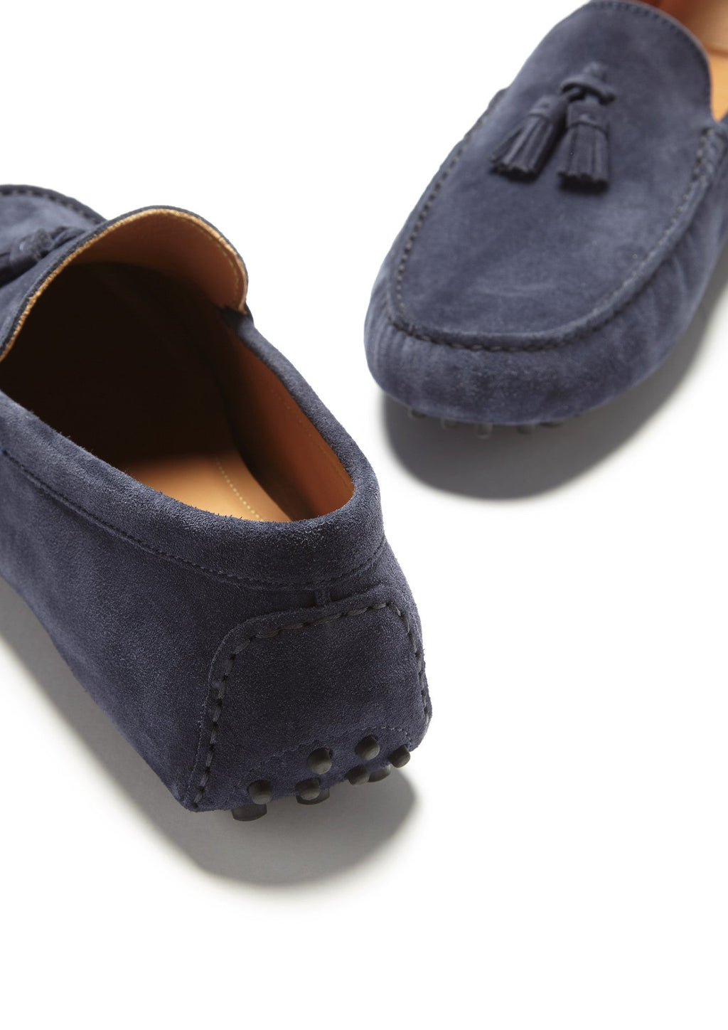 Navy Blue Suede Tasselled Driving Loafers