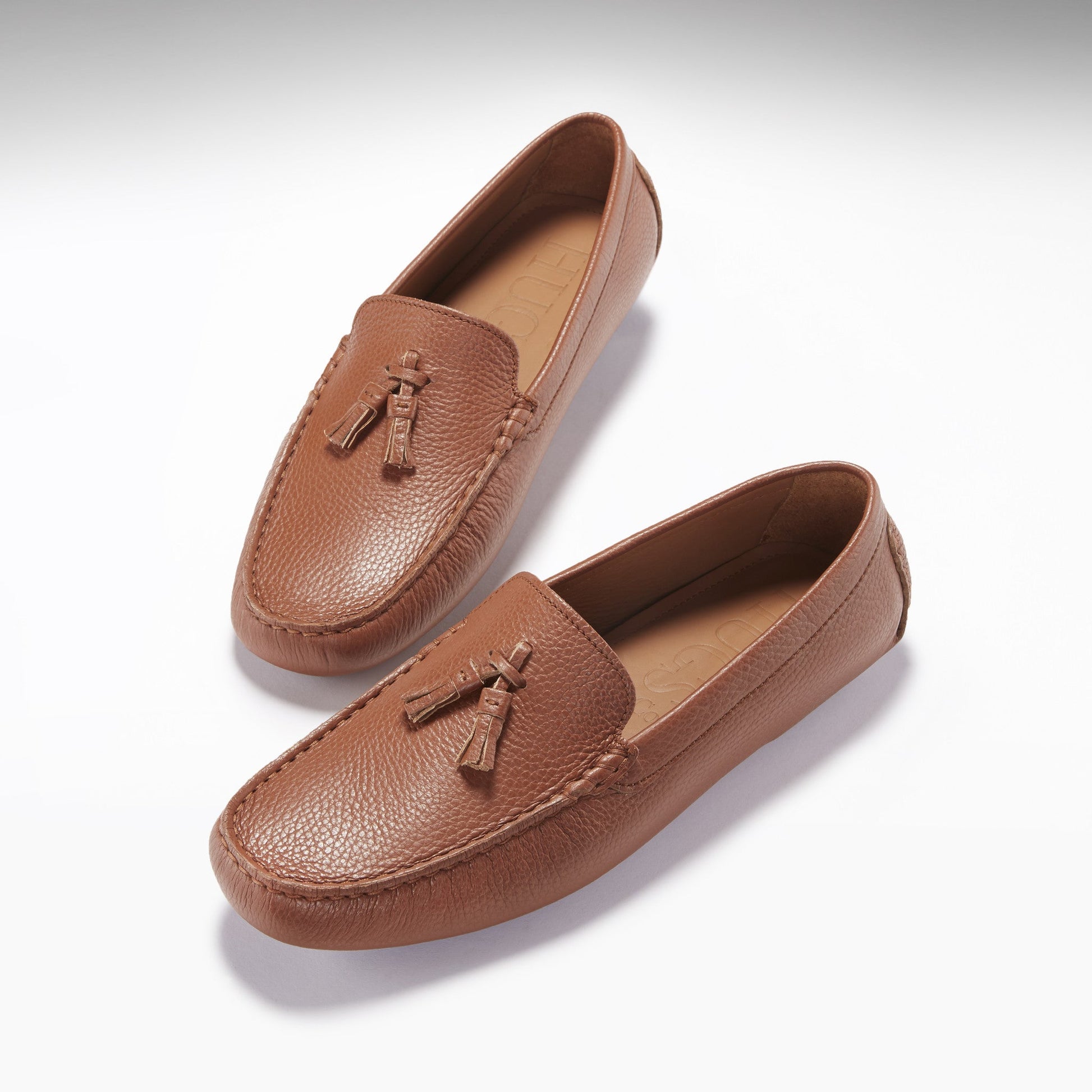 Tan Grain Leather Tasselled Driving Loafers