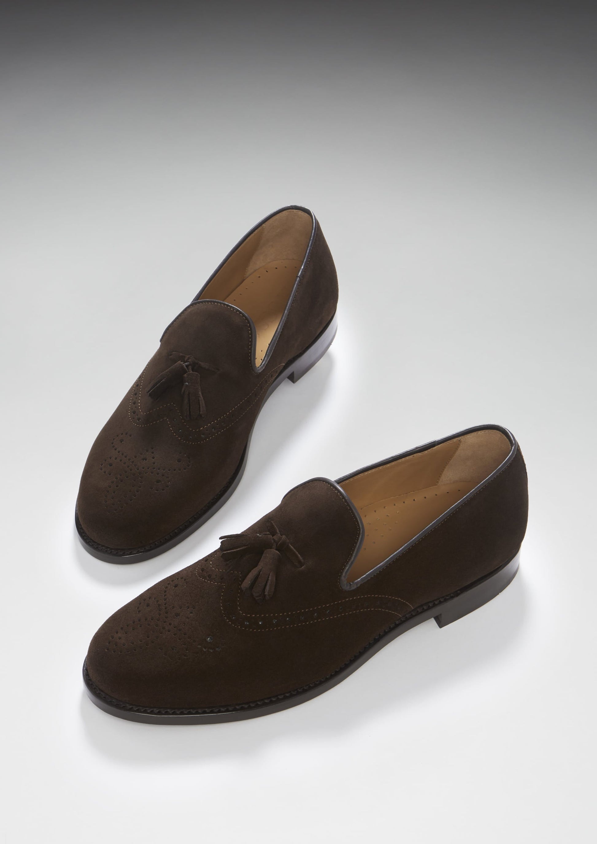 Brown Suede Tasselled Brogues with Welted Leather Sole