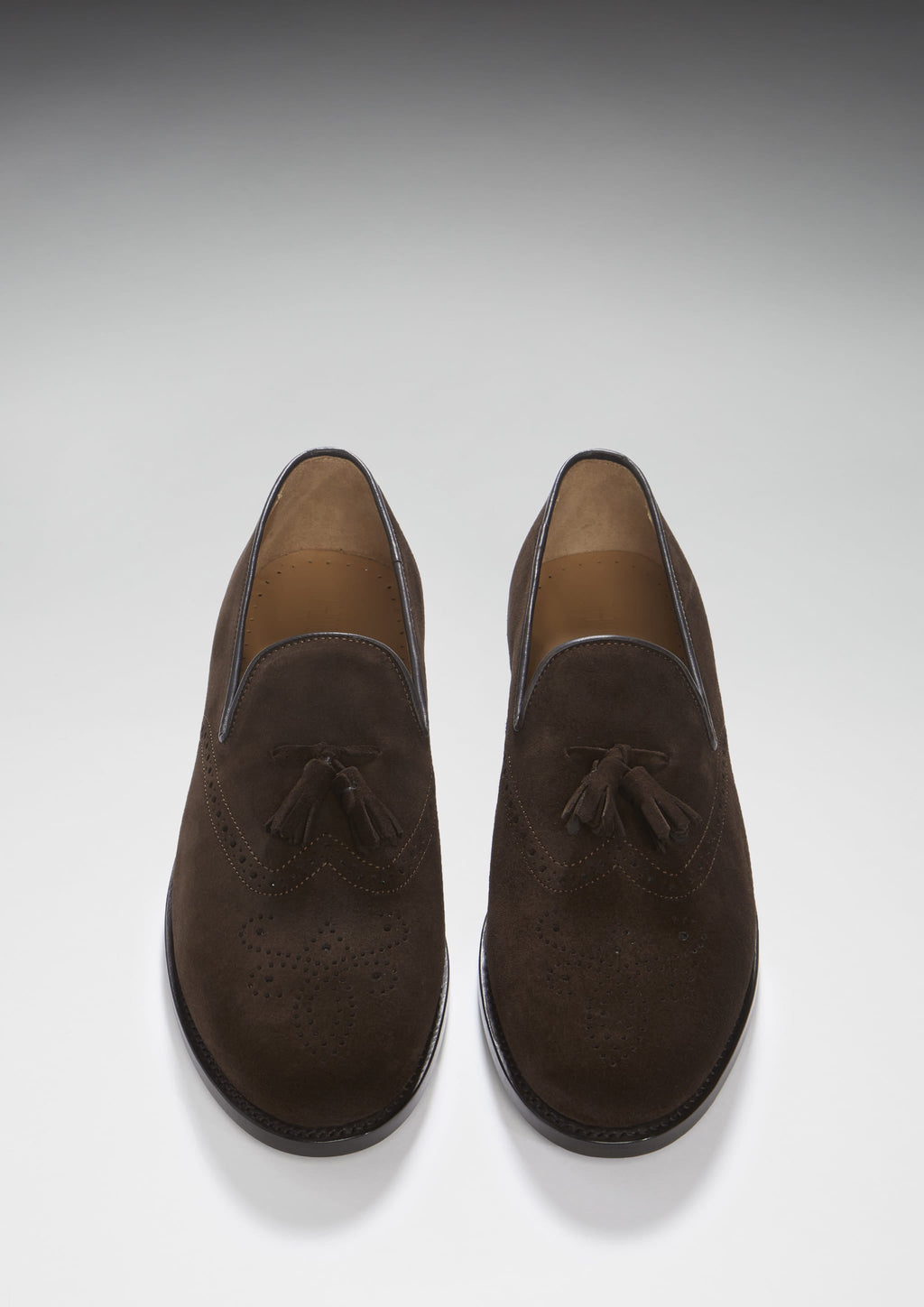 Brown Suede Tasselled Brogues with Welted Leather Sole