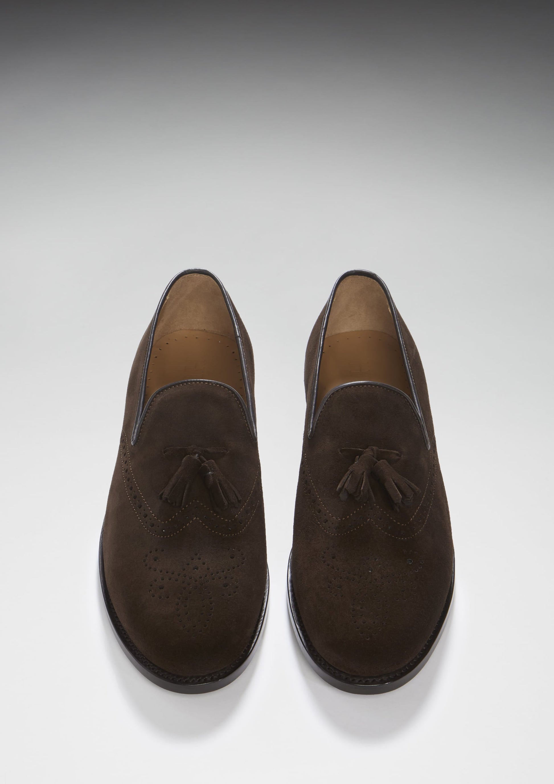 Brown Suede Tasselled Brogues with Welted Leather Sole