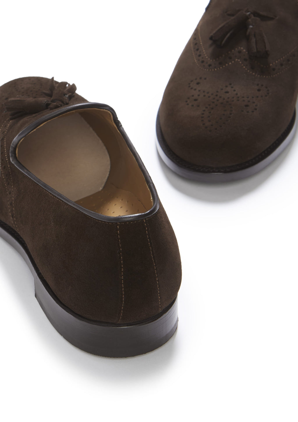 Brown Suede Tasselled Brogues with Welted Leather Sole