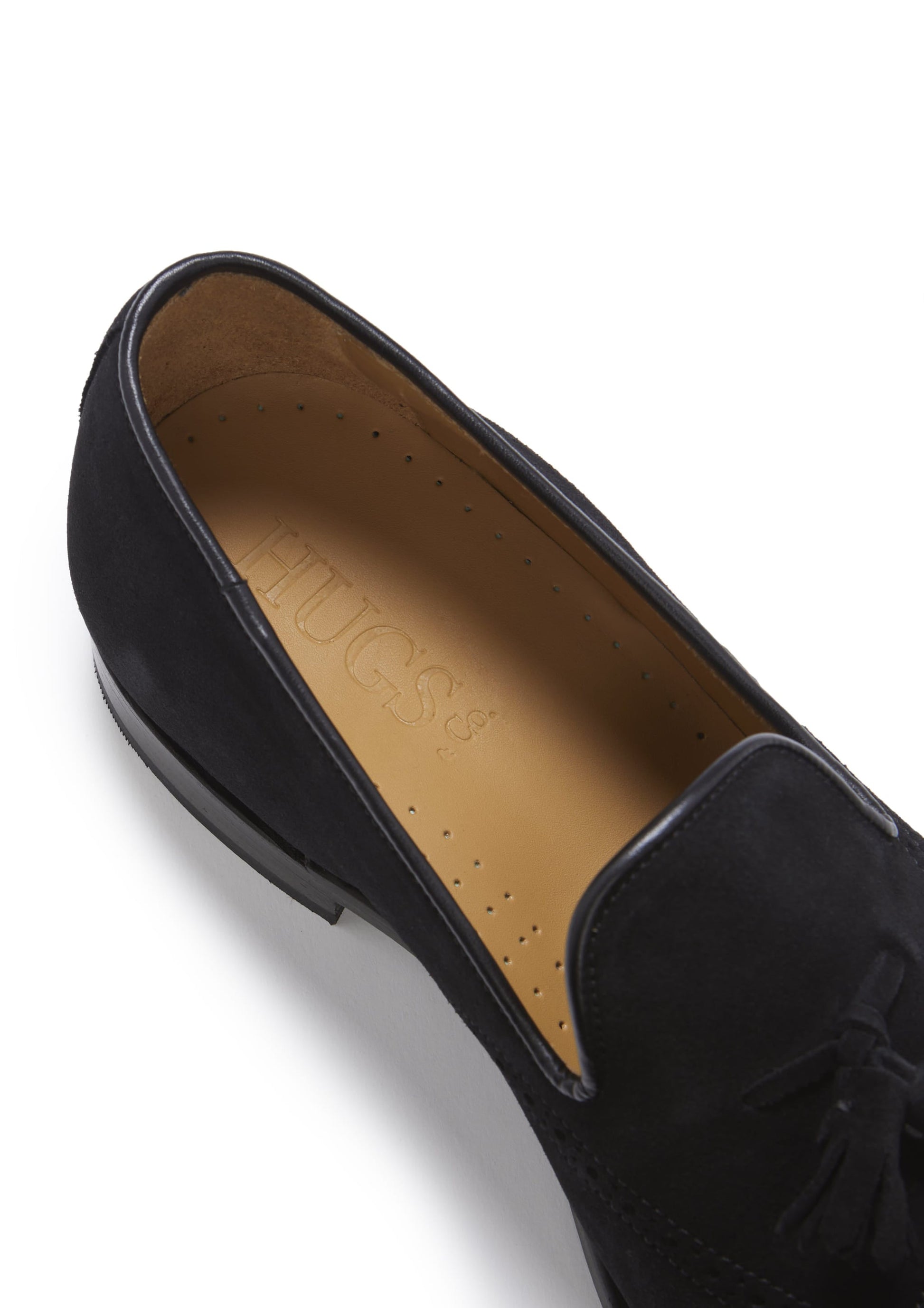 Black Suede Tasselled Brogues with Welted Leather Sole