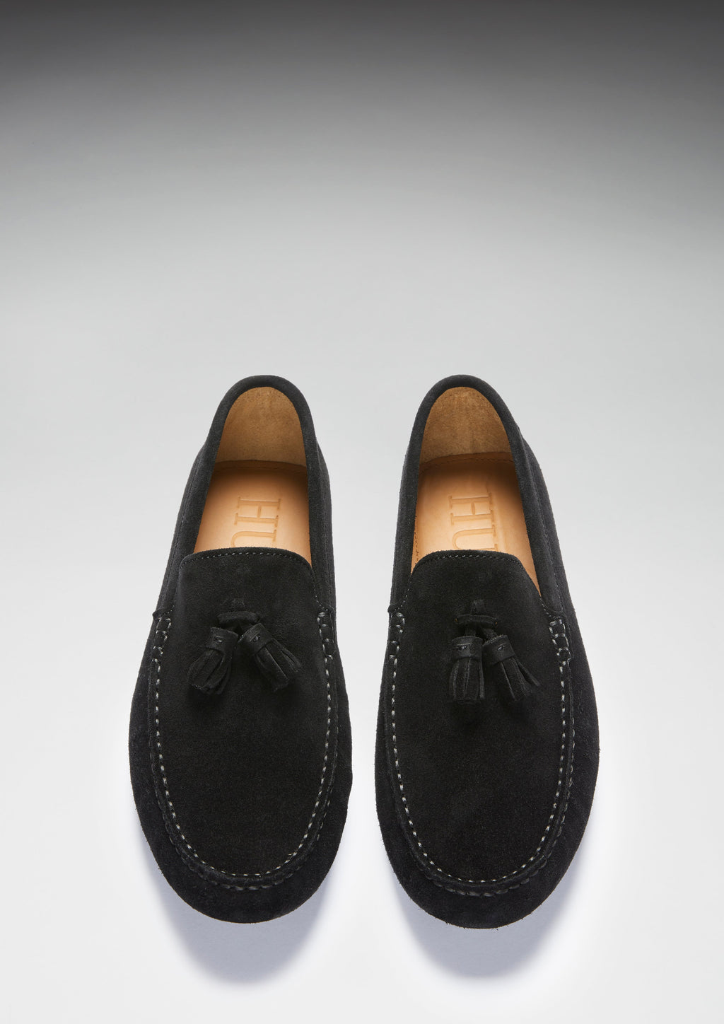 Black Suede Tasselled Driving Loafers