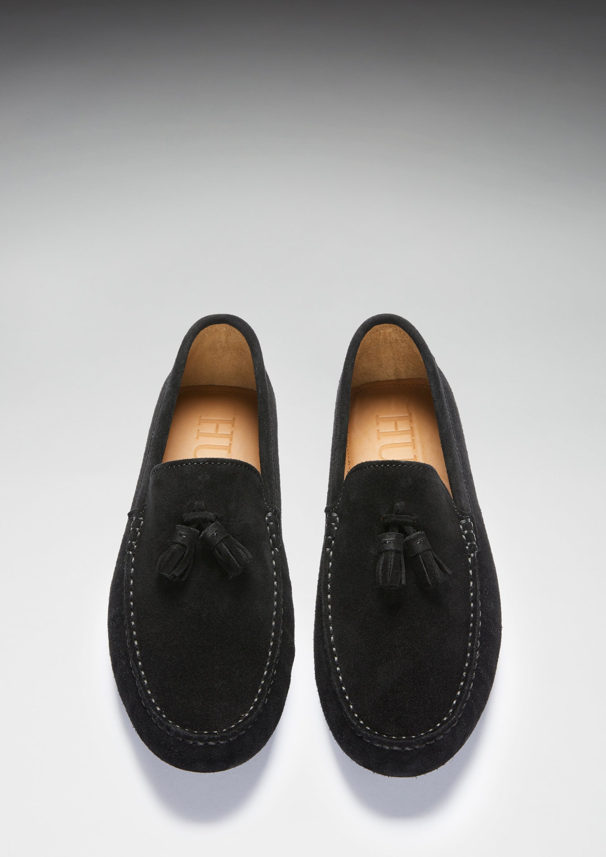 Black Suede Tasselled Driving Loafers