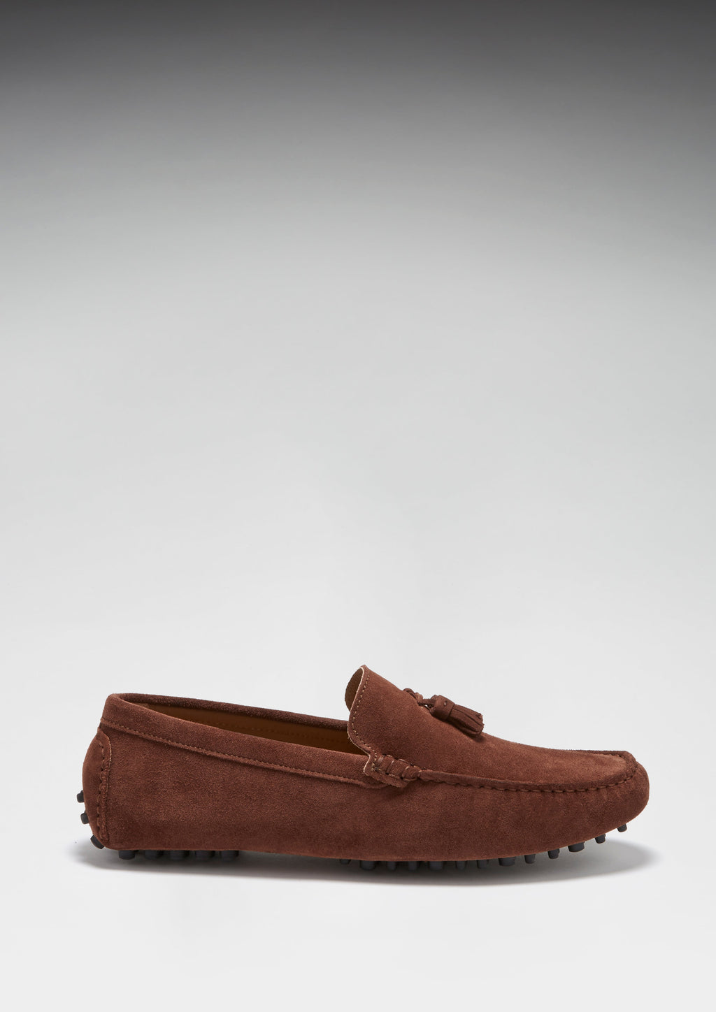 Mahogany Brown Suede Tasselled Driving Loafers