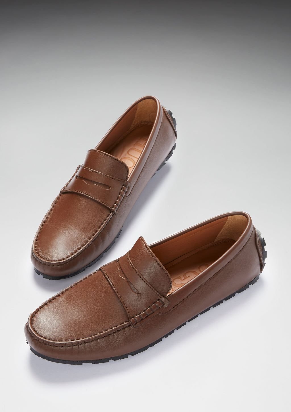 Brown Leather Penny Driving Loafers