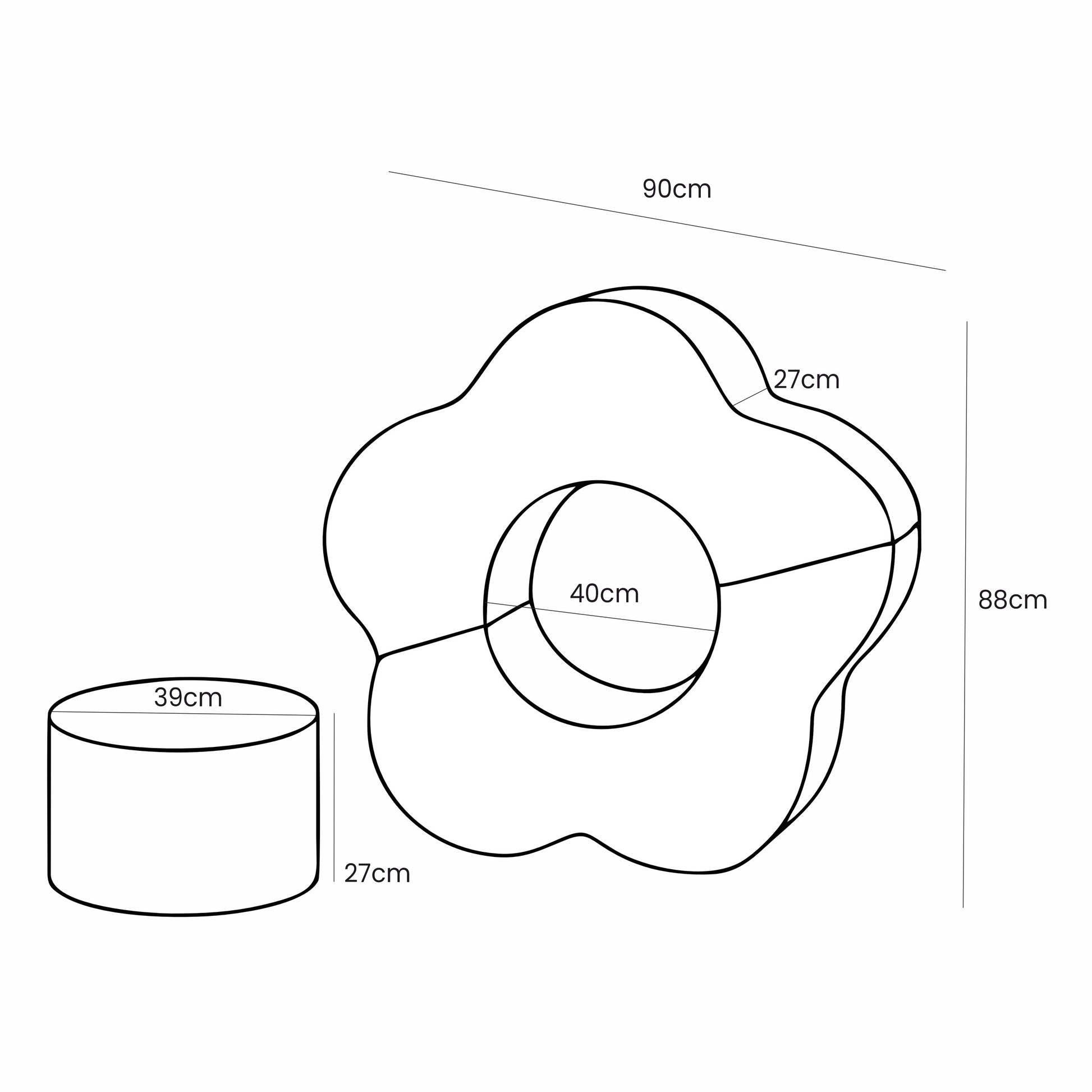 MeowBaby® Foam Flower Shape Set, 3 Elements, Bearly Light Grey