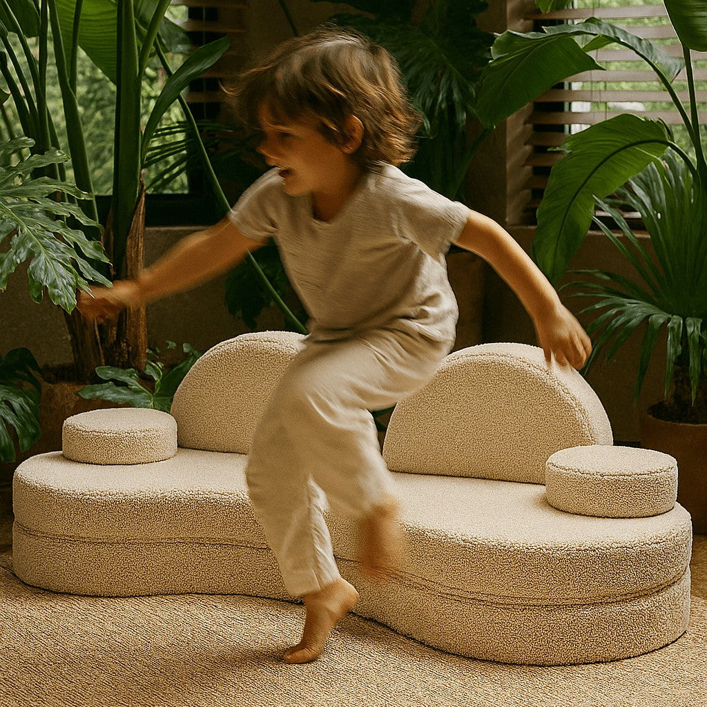 MeowBaby® Modular Sofa Coccolo for Kids – 6 Piece, Bearly Off-White