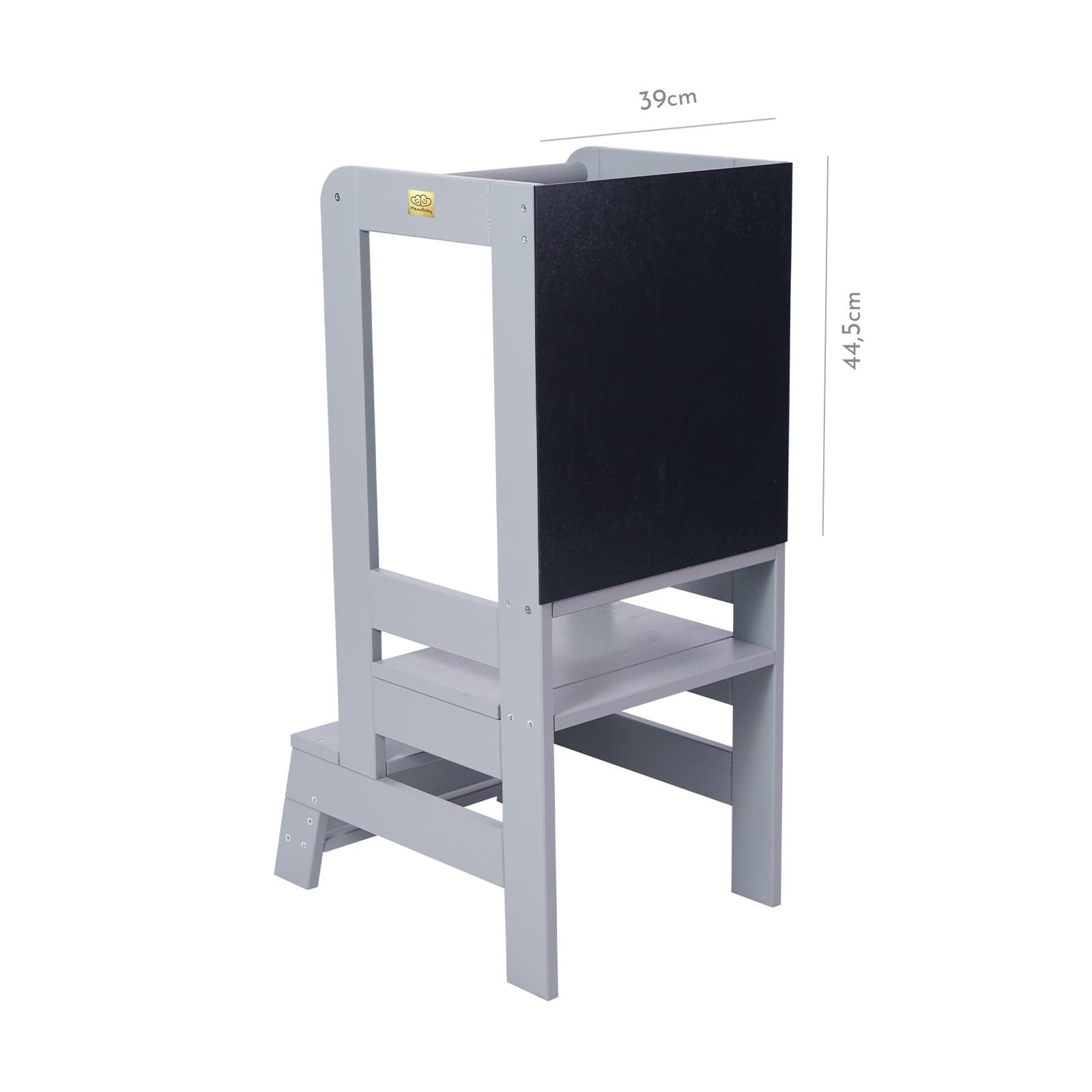 MeowBaby Wooden Kitchen Helper for Children with Board - Dark Grey