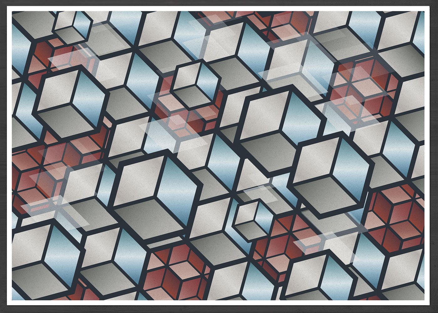 Geometric Metal Cubes Print
