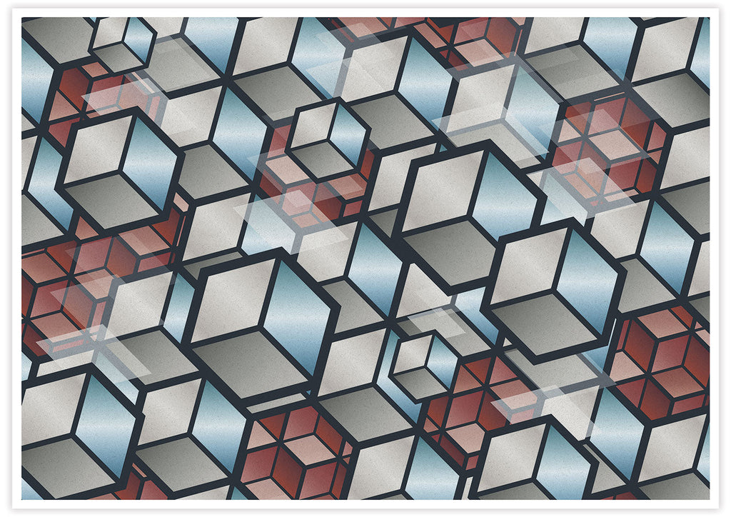 Geometric Metal Cubes Print