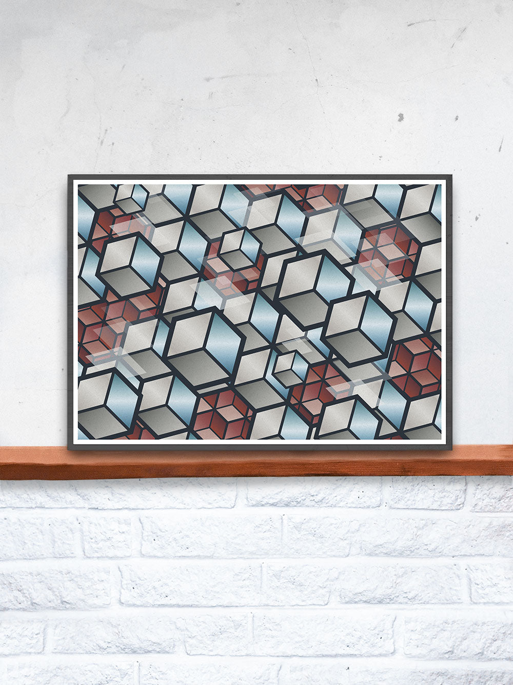 Geometric Metal Cubes Print