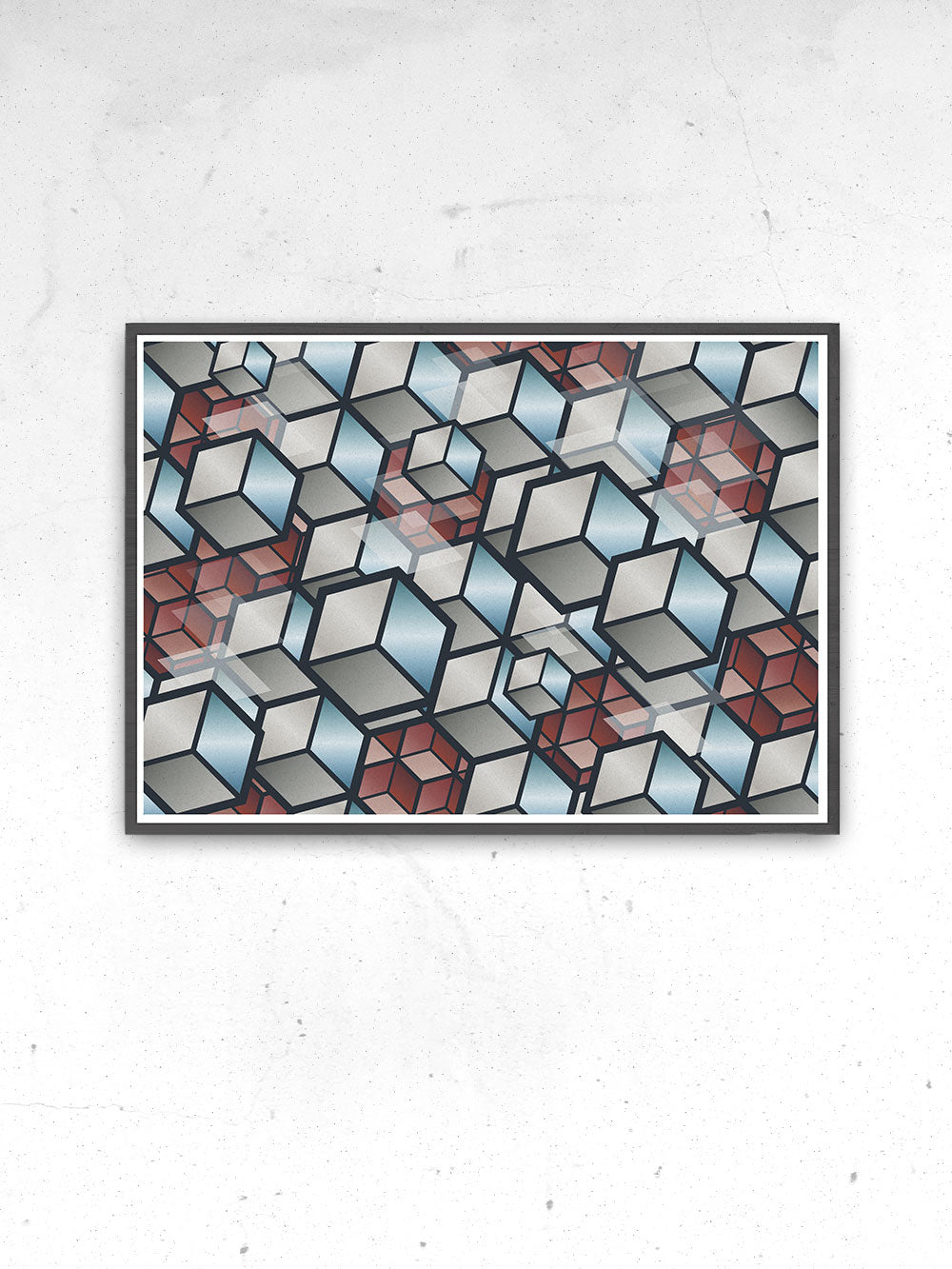 Geometric Metal Cubes Print