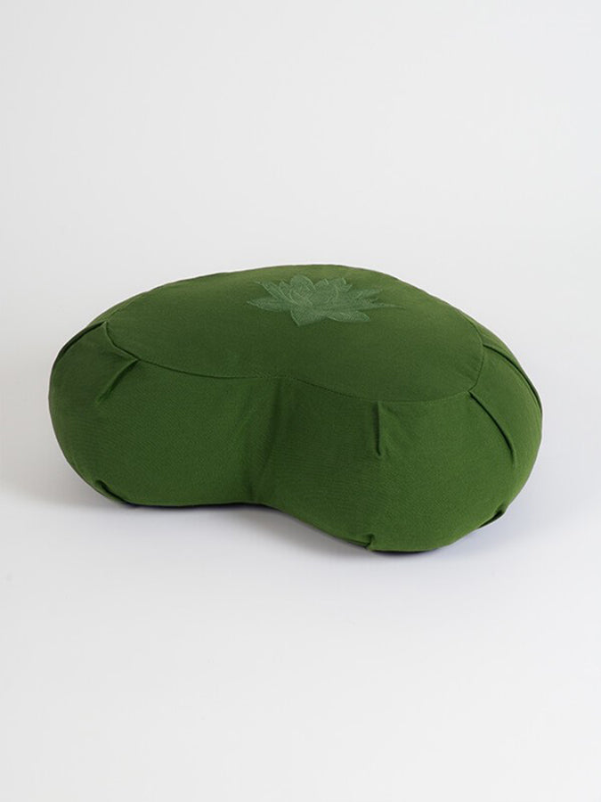 Organic Cotton Crescent Lotus Zafu Buckwheat Meditation Cushion