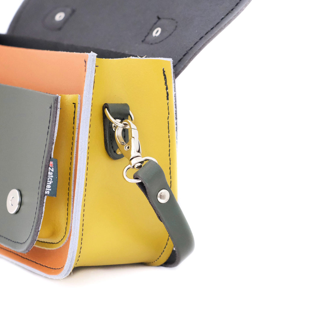 Handmade Leather Micro Satchel in Autumnal Kaleidoscope