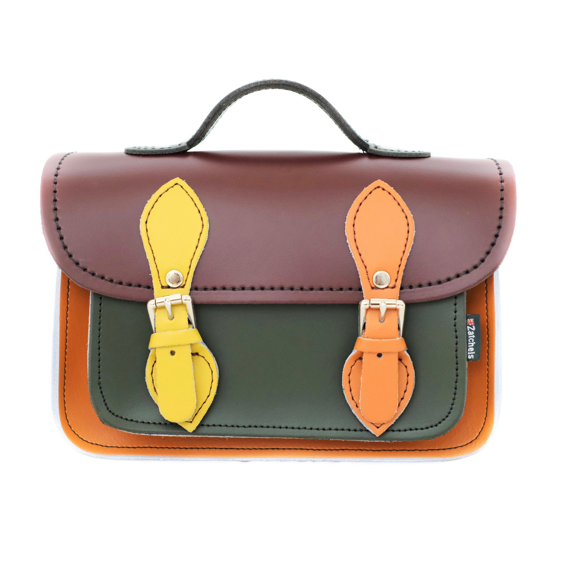 Handmade Leather Micro Satchel in Autumnal Kaleidoscope