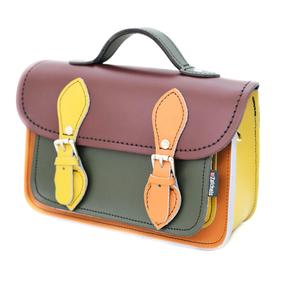 Handmade Leather Micro Satchel in Autumnal Kaleidoscope