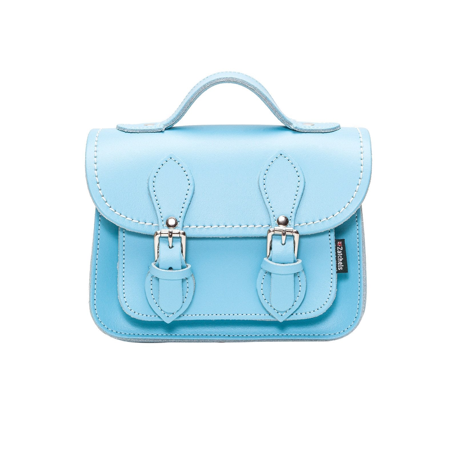 Handmade Leather Micro Satchel in Pastel Baby Blue