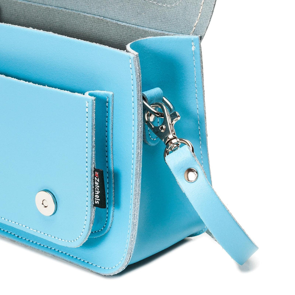 Handmade Leather Micro Satchel in Pastel Baby Blue