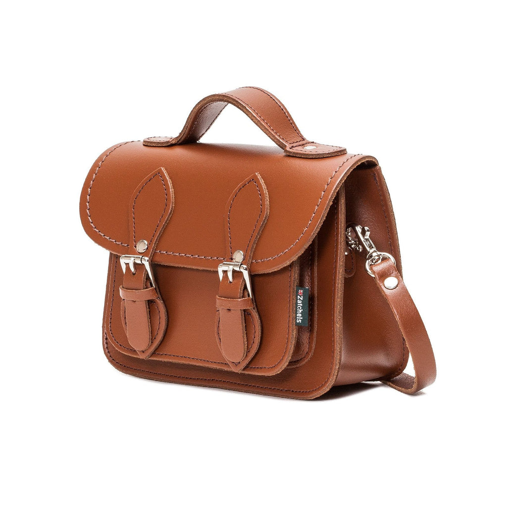 Handmade Leather Micro Satchel in Chestnut