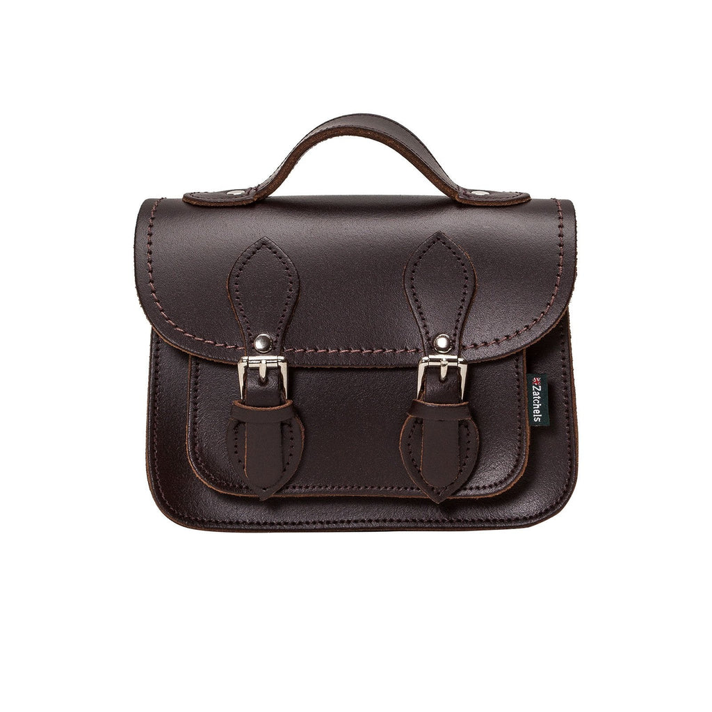 Handmade Leather Micro Satchel in Dark Brown