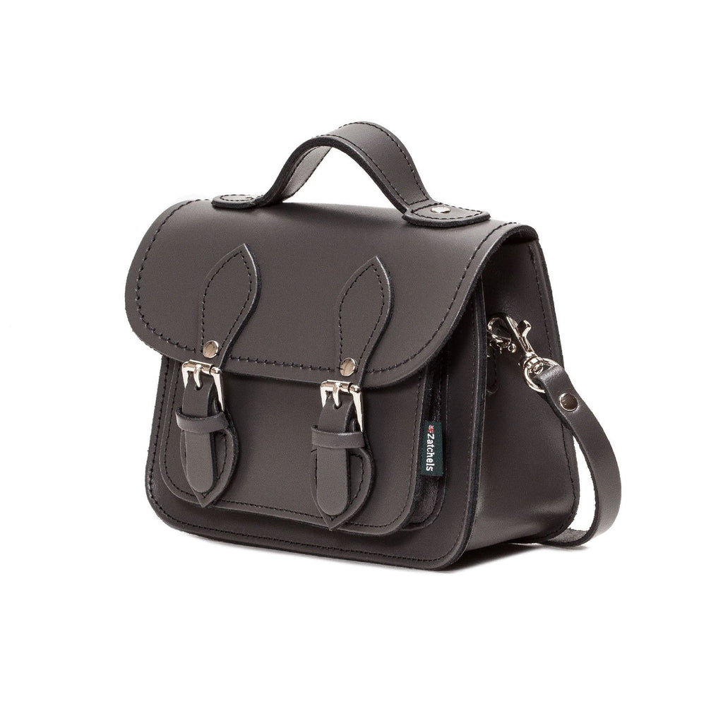 Handmade Leather Micro Satchel in Graphite